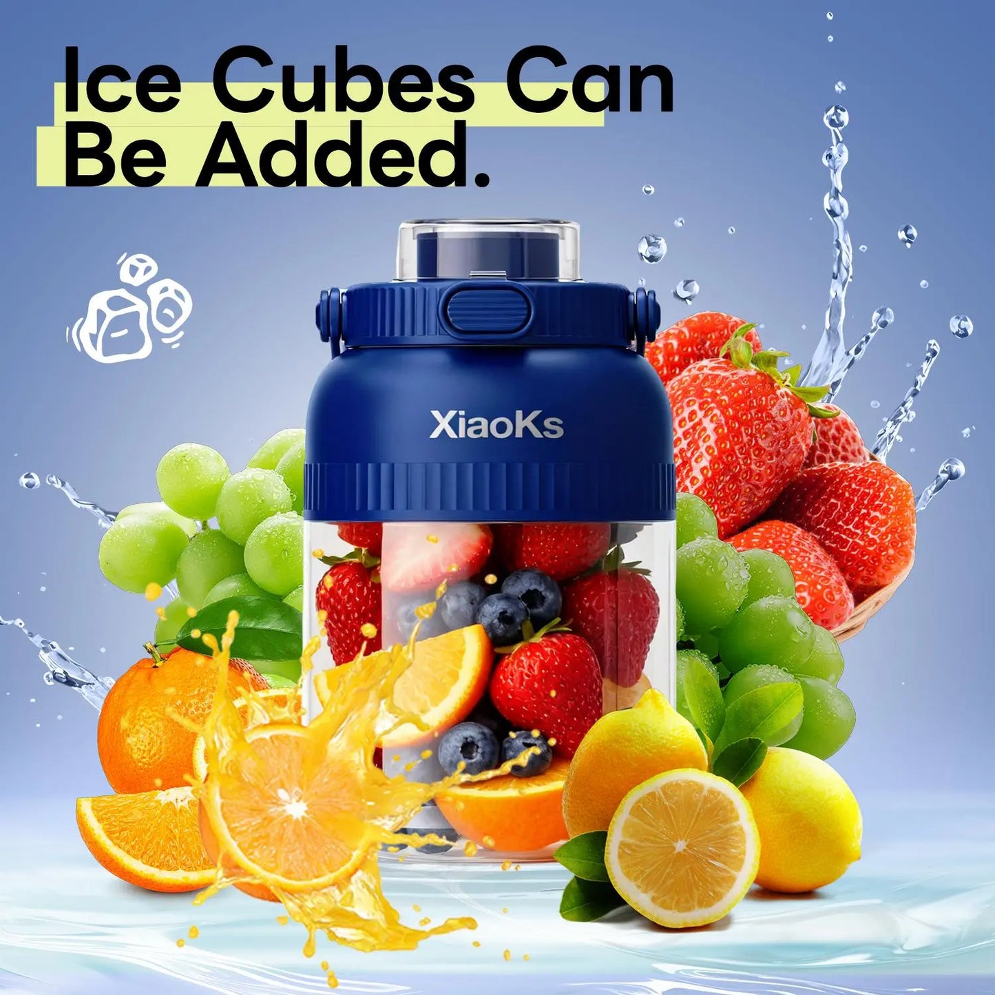 Bpa-Free Electric Citrus Juicer 45.7Oz, Straw, Two Lids, Portable Blender for Smoothies, Shakes, Food Prep & Frozen Blending - Outdoorfun