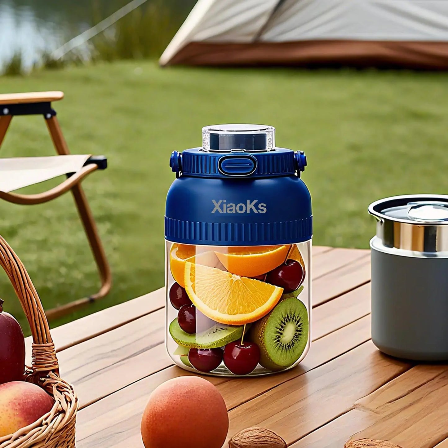 Bpa-Free Electric Citrus Juicer 45.7Oz, Straw, Two Lids, Portable Blender for Smoothies, Shakes, Food Prep & Frozen Blending - Outdoorfun